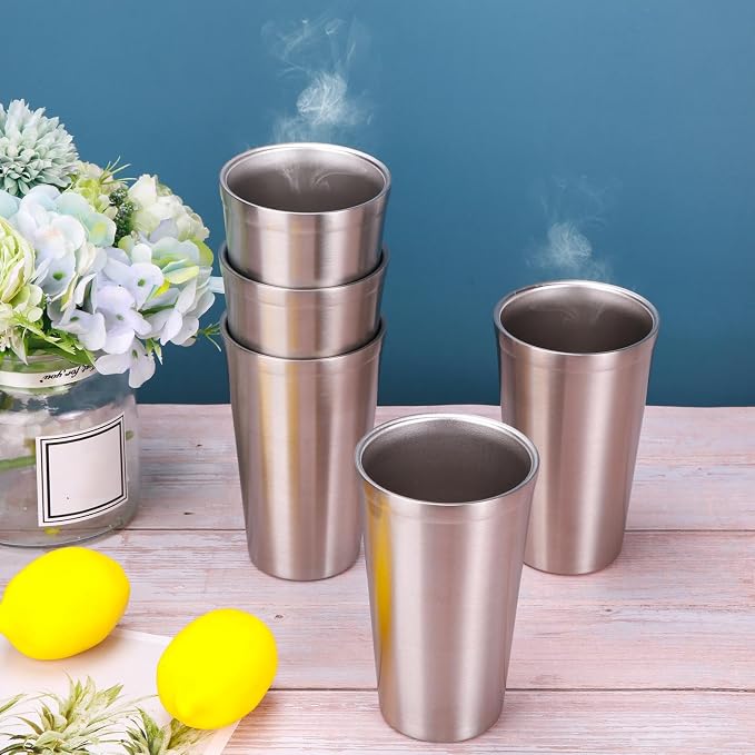Zopeal 8 Pcs Stainless Steel Cups 16 Oz, Double Wall Vacuum Pint Cup Tumbler - Image 7