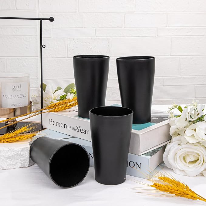 ejonirinjonir EI 15oz Black Wheat Straw Cups Set of 8, Drinking Glasses - Image 9