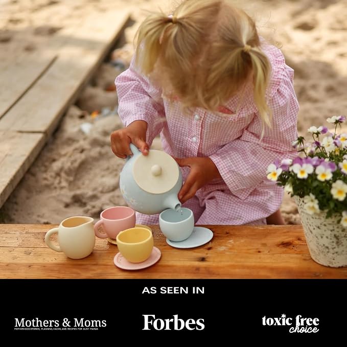 Mitico Silicone Tea Set for Toddlers 12M+, Montessori Pretend Play Tea Party - Image 9
