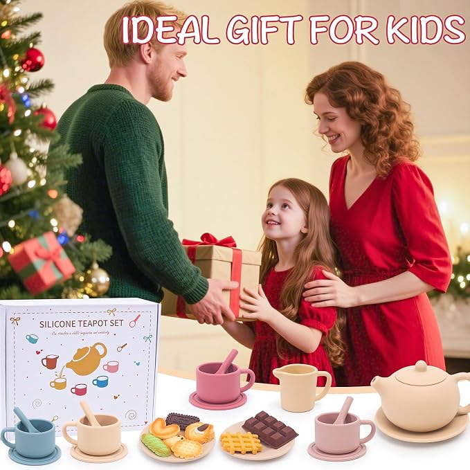 Silicone Tea Party Set for Little Girls Kids Toddlers Tea Set - Image 6