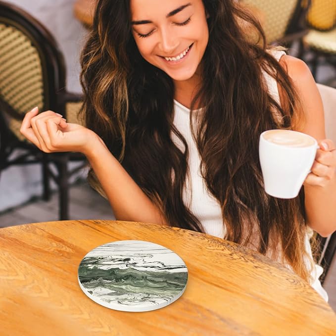6 Pcs Green Ceramic Coasters - Image 7