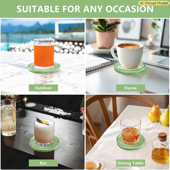 VIBRATITE 4 Inch Glass Coasters Set of 4, Crystal-Like Appearance - Image 7