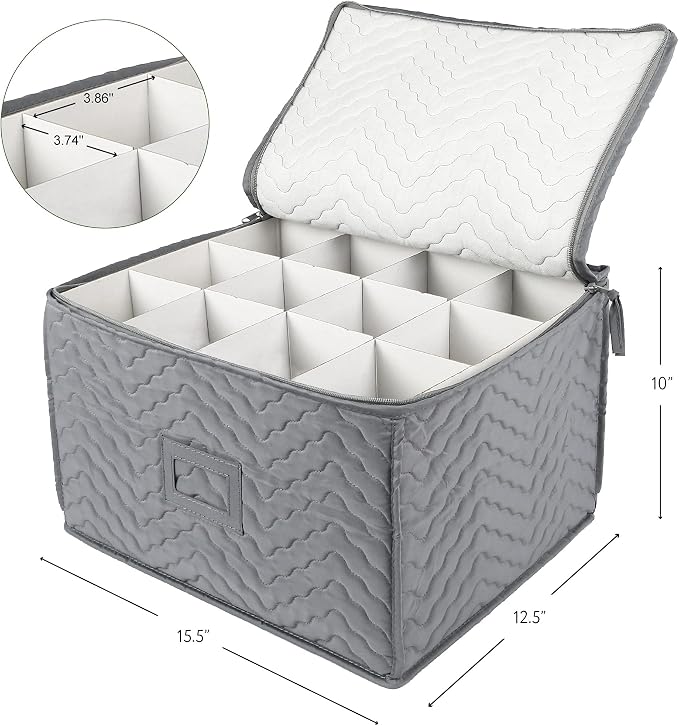 LotFancy Stemware Storage Containers, Deluxe Quilted Storage Case - Image 9