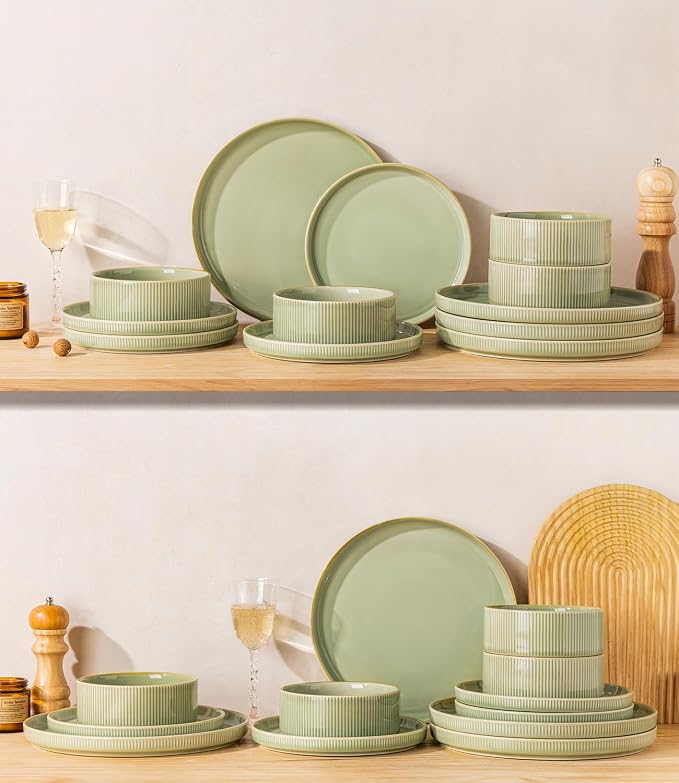Ceramic Dinnerware Set for 4, 12-Piece Plates and Bowls Set | Lightweight - Image 8