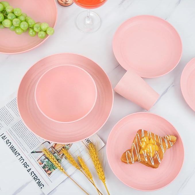 32Pcs Pink Plates and Bowls Sets - Image 9