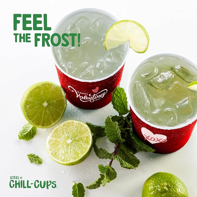 Steel Chill Cups 16 oz. Reusable Party Cups, Valentine's Day, 100% recyclable - Image 7