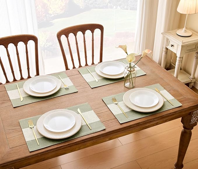 Wracra Linen Placemats, 12 x 18 Inch Set of 4 Placemats, Farmhouse Macrame - Image 7