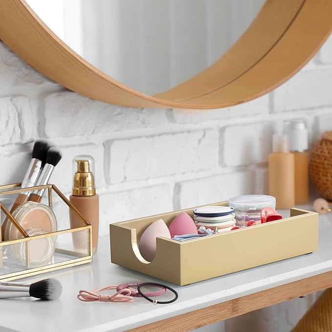 Gold Napkin Holder for Bathroom, Wooden Guest Towel Holder Tray for Bathroom - Image 7