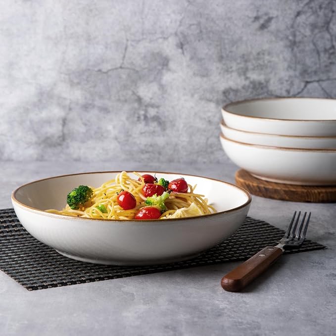 AmorArc 8.5’’ Ceramic Pasta Bowls Set of 4, 36oz Large Stoneware Bowls Set | - Image 8