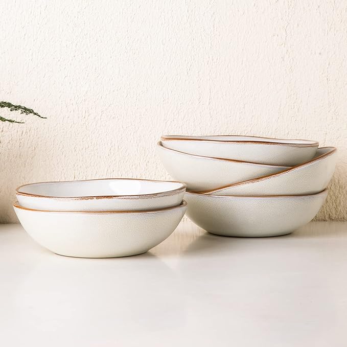 AmorArc Ceramic Cereal Bowls Set of 6, 24 oz Handmade Stoneware Bowls Set - Image 8