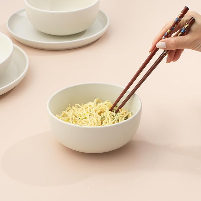 JoyJolt Mesa 23oz Stoneware Soup Bowls, 5.8" Matte White Cereal Bowls Set of 6 - Image 6