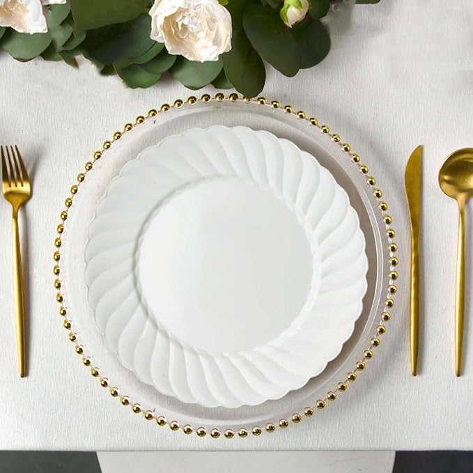 Efavormart 10-Pack 10" White Flared Round Plastic Dinner Plates, Premium Heavy - Image 9