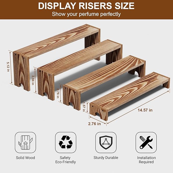 Large Wooden Tiered Riser Display Stands, 14Inch x 16 Pack Perfume Organizer Cologne Stand for Men Women,Tiered Shelf Organizer,Wooden Cupcake Stand Dessert Table Display Set,Display Stands Shelf for Vendor Events