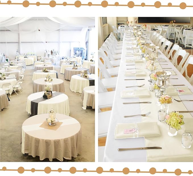 10-Pack Ivory 12 x 108 inches Long Premium Satin Table Runner | Wedding - Image 7