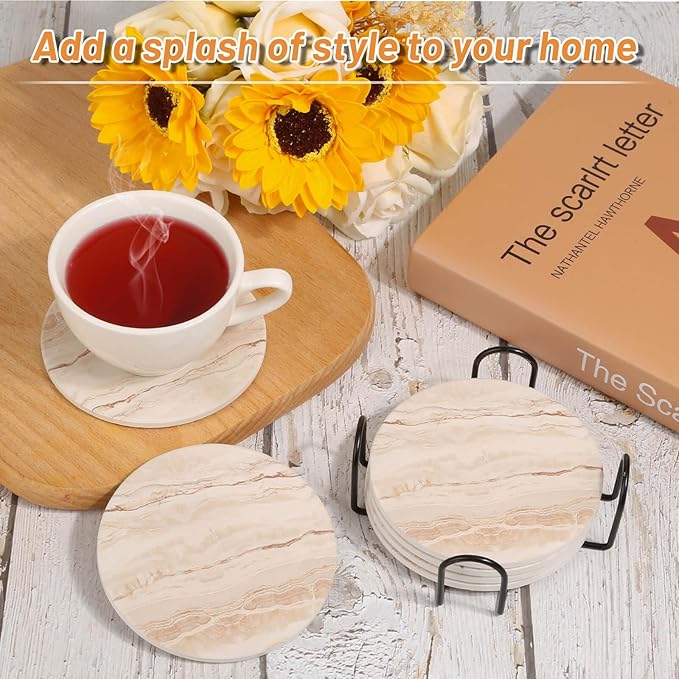 Acejoz Drink Coasters Set of 6, Absorbent Coaster - Image 7