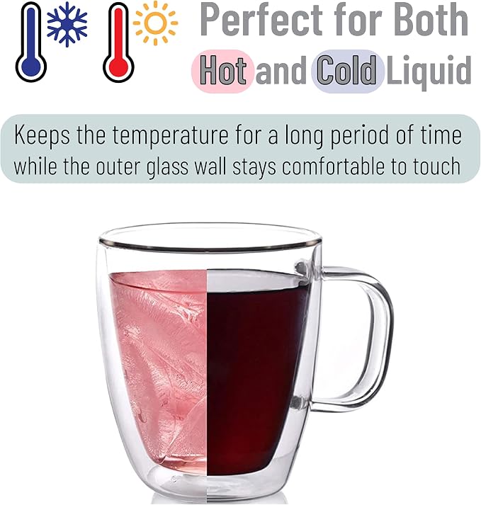 BTaT- Double Walled Glass Coffee Mugs, 12 oz, Glass Coffee Cups - Image 6