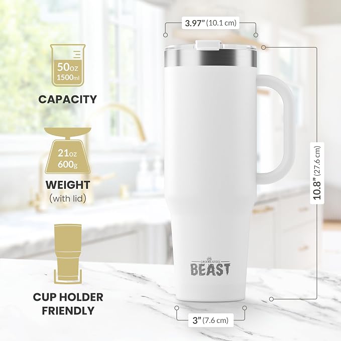 Beast 50 oz Tumbler with Handle Stainless Steel Vacuum Insulated Coffee Ice Cup - Image 7
