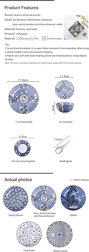 Gegong Blue and White Porcelain Dinnerware Set, Chopsticks, Service - Image 7