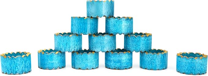 ALPHA Living HOME Handmade Epoxy Napkin Rings Set of 12 | Elegant Round Napkin - Image 9