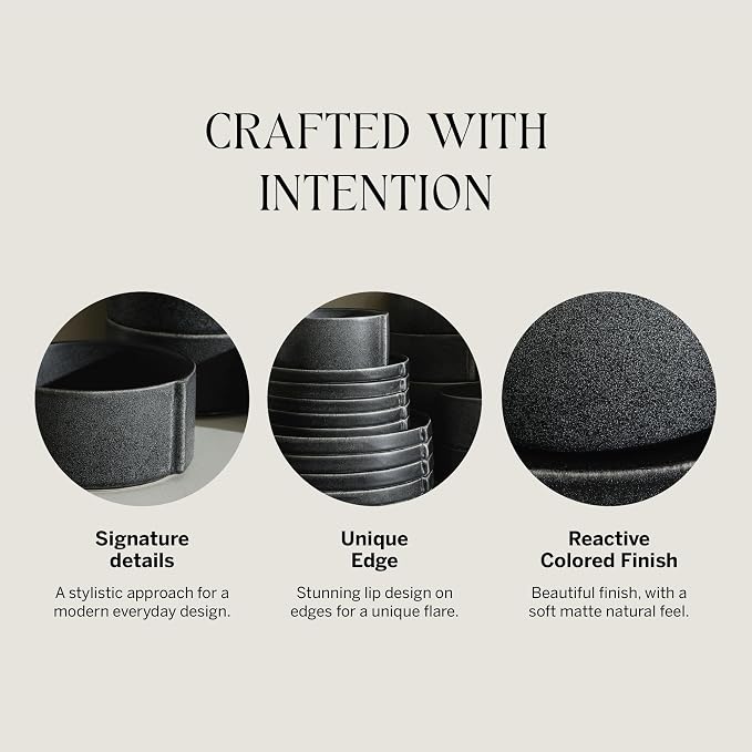 Stone Lain Bao Dinnerware, Charcoal | Charcoal Textured Finish - Image 8