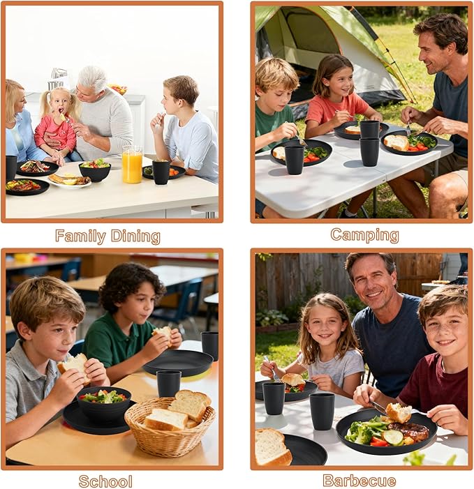Wheat Straw Dinnerware Sets, Unbreakable Kids Plates and Bowls Sets 20-Piece - Image 9
