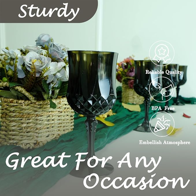 48Pack Plastic Wine Glasses, 7oz Vintage Goblets - Image 8