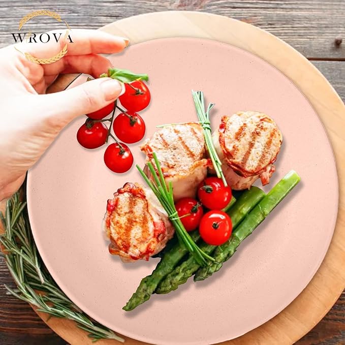 Wheat Straw Dinnerware Sets 40PCS, Unbreakable Plates and Bowls Sets Service - Image 8