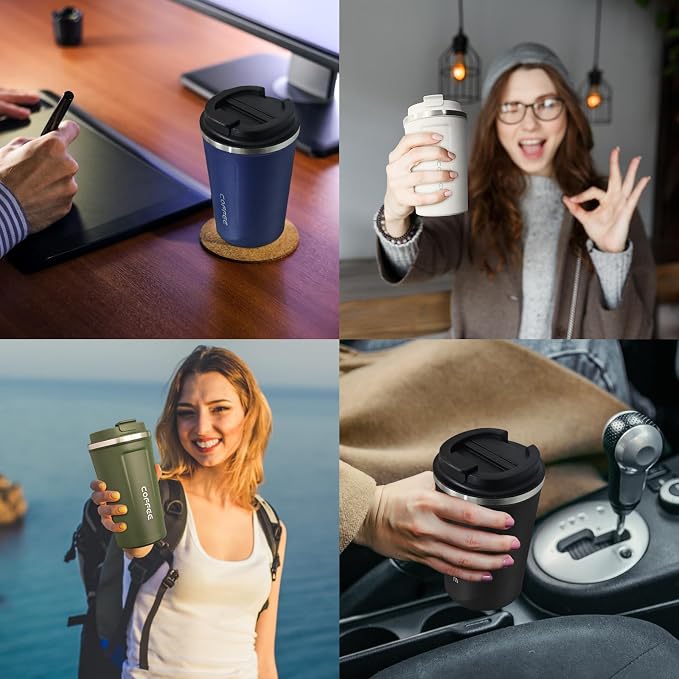 4 Pack Travel Coffee Mug 12oz Insulated Coffee Cup - Image 7