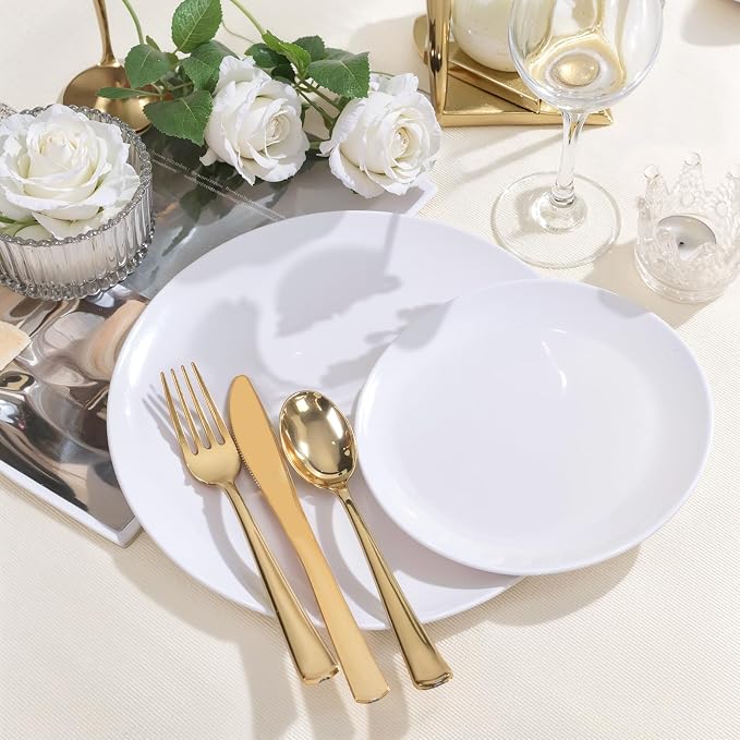 PULOTE 200 Pieces White Plastic Plates Disposable - Image 9