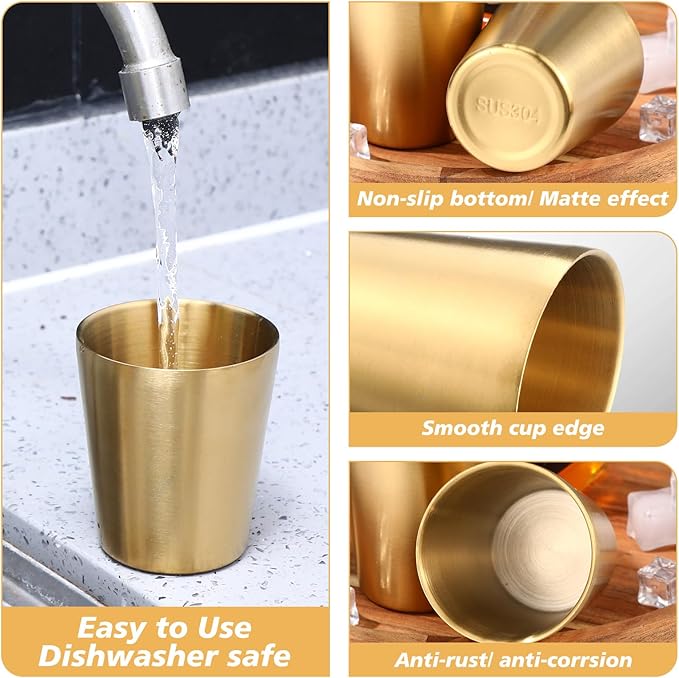 Amyhill 12 Pieces Stainless Steel Cups Double Wall Tumbler Glasses Stackable - Image 6