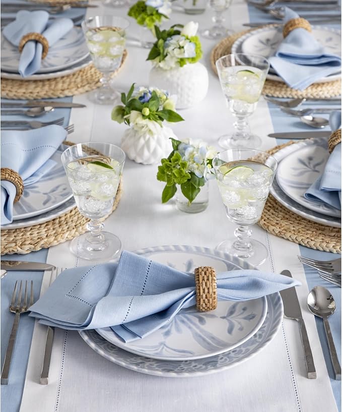 Solino Home 100% Pure Linen Dining Table Runner White Hemstitch, 14 x 72 in | - Image 9