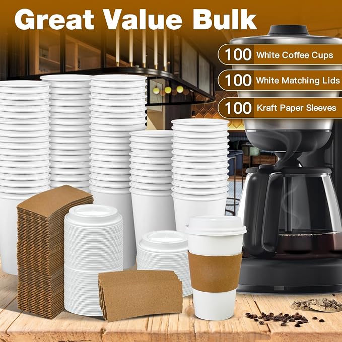 Ginkgo 100 Pack 16 oz Disposable Coffee Cups - Image 6