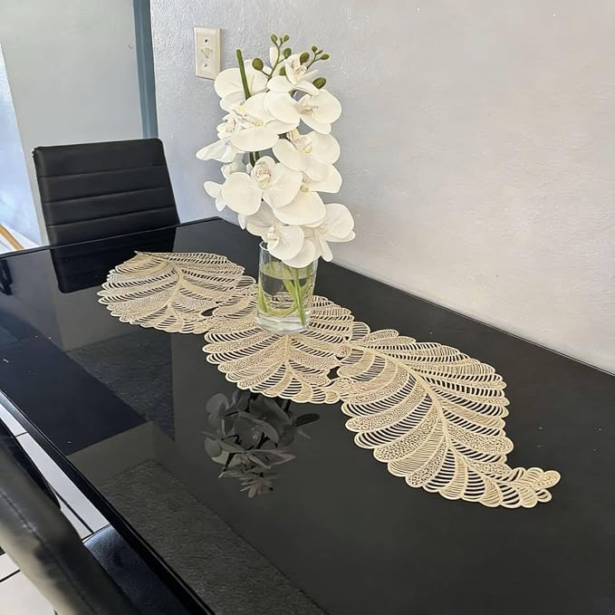 FAVE Table Runner 36 Inches Vinyl Golden Table Runner | Heat Resistant Table - Image 9