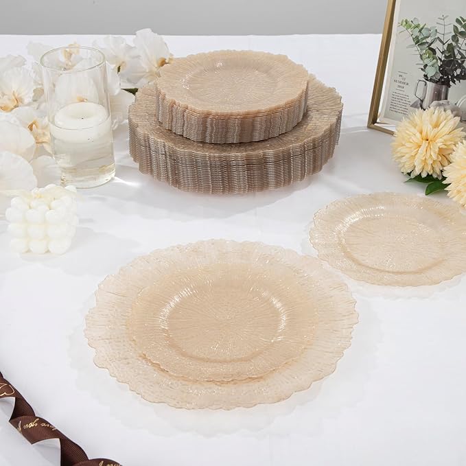 U-QE 60PCS Clear Coffee Plastic Plates - Image 6