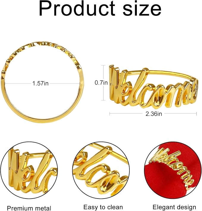 wonlex Gold Napkin Rings Set of 12, Modern Themed Napkin Ring Buckles Simple - Image 7