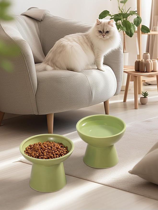 LoeJan Elevated Cat Food and Water Bowls Set, Extra Wide and Raised Ceramic - Image 8