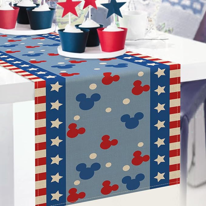 Seliem 4th of July Patriotic Table Runner, American USA Burlap Home Decoration - Image 6