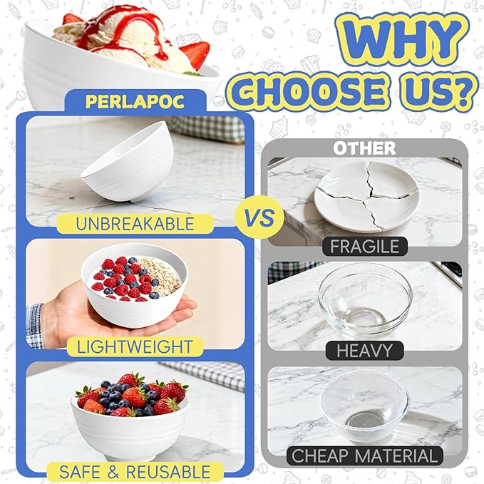 Wheat Straw Small Bowls 10 OZ, Unbreakable Dessert Bowls Set of 6, Microwave & - Image 7