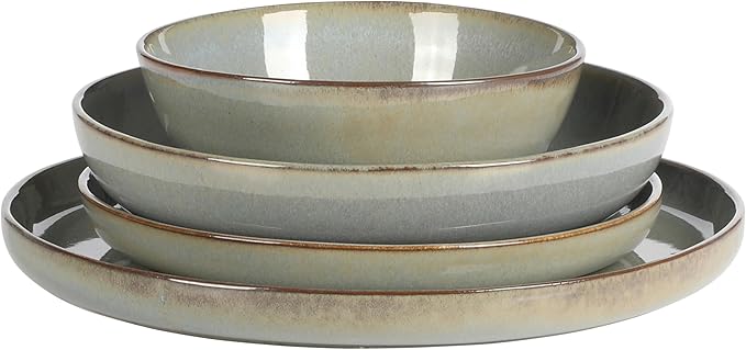 Gibson Elite Berea 16 Piece Plates and Bowls Reactive Glaze Round Dishes - Image 7