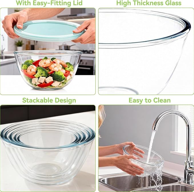 YUANYE 5 Pack Glass Mixing Bowls - Image 6