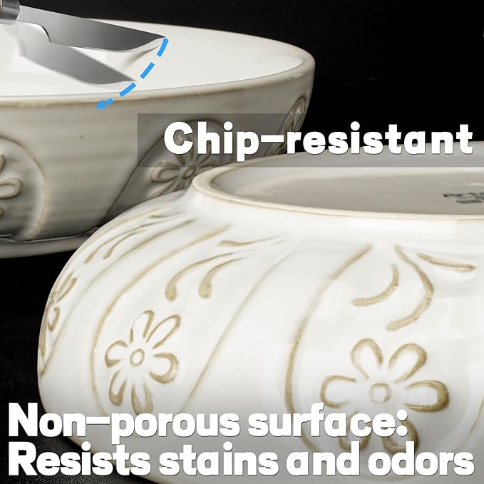 Pasta Bowls, 50oz Large Salad Serving Bowls, 9.75'' Plates Bowls Set of 4 - Image 9