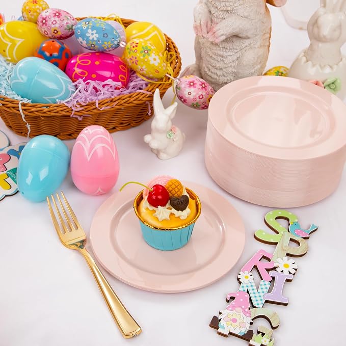 bUCLA 100Pieces Pink Plastic Dessert Plates - Image 6