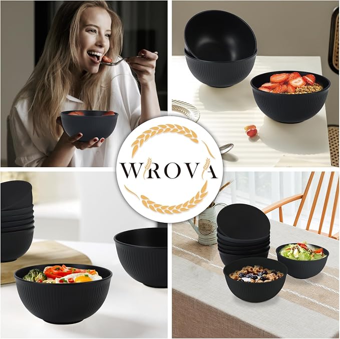 Wheat Straw Bowls Set of 8, Non Toxic Unbreakable Bowls - Image 5