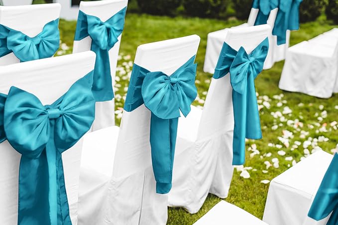 12 Pack Turquoise Satin Table Runner 12 x 108 Inch Long Premium Table Runners - Image 6