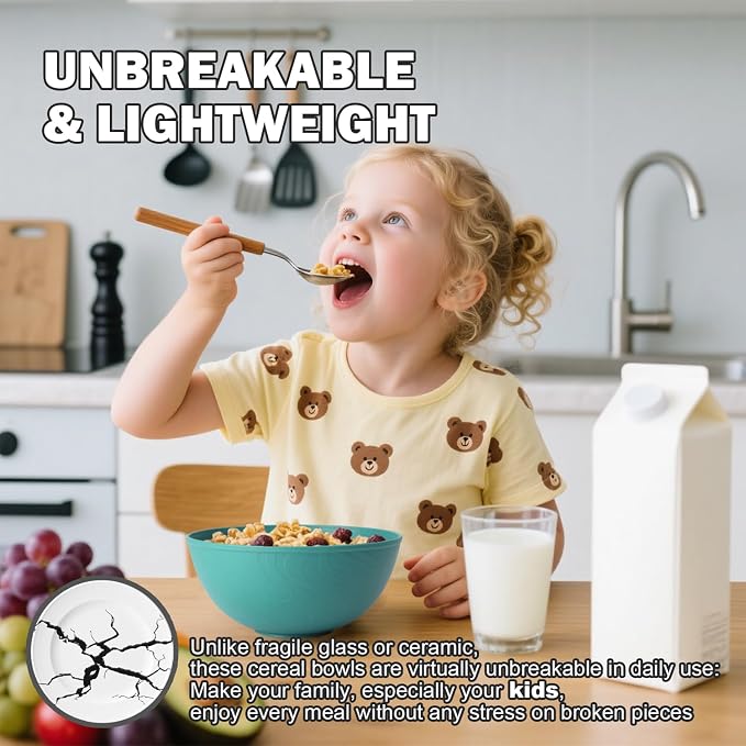 40 OZ Wheat Straw Bowl Sets, Microwave & Dishwasher Safe, Kitchen Bowl Set - Image 8