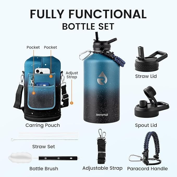 RAYMYLO One Gallon Water Bottle Insulated 128 oz, Stainless Steel | Triple - Image 8