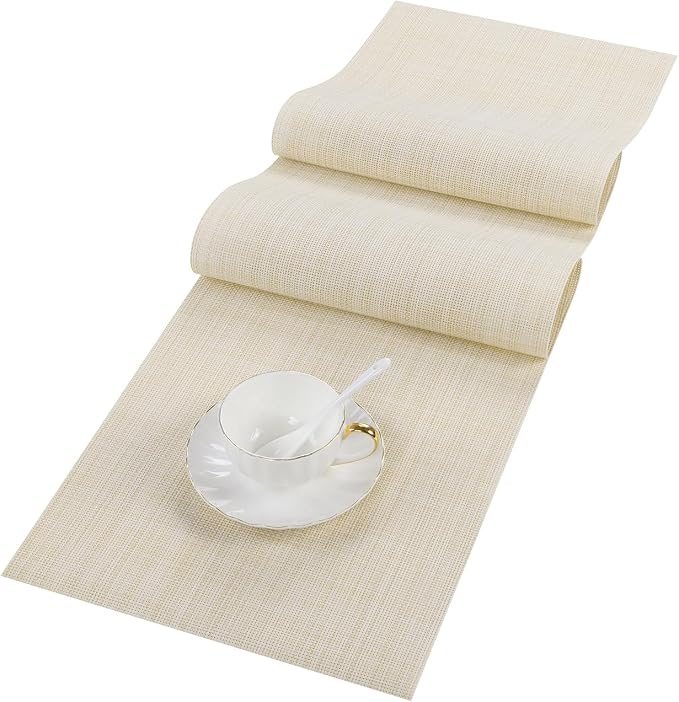 SHACOS Woven Vinyl Table Runner PVC Table Runners 12 x 54 inch Wipeable Plastic - Image 9