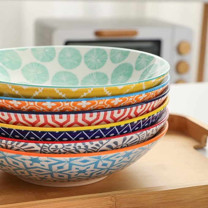 Selamica Ceramic 30oz Large Pasta Salad Bowls 8 Inch Wide and Shallow Soup Bowls - Image 7