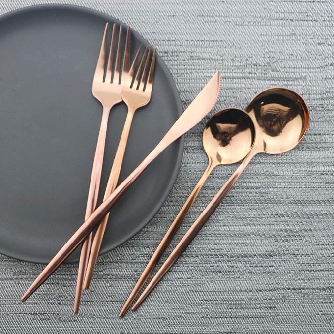 Rose Gold Silverware Set, JASHII 30-Piece Stainless Steel Flatware Cutlery Set - Image 8