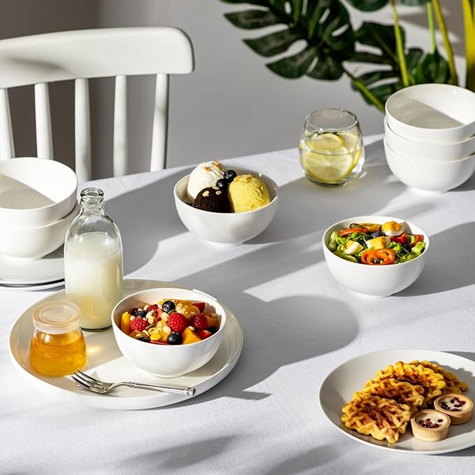 MALACASA Small White Ceramic Bowls Set of 8, 14 OZ Compact Dessert Bowls Rice - Image 9